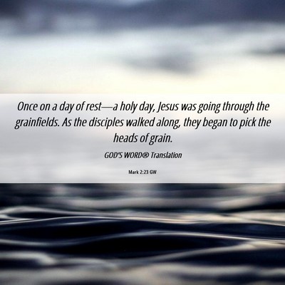 Picture 06 - Mark 2:23 GW - Once on a day of rest—a holy day, Jesus was - Bible Verse Picture