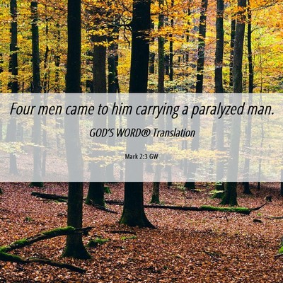 Picture 06 - Mark 2:3 GW - Four men came to him carrying a paralyzed - Bible Verse Picture