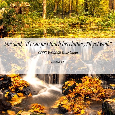 Picture 06 - Mark 5:28 GW - She said, “If I can just touch his clothes, - Bible Verse Picture