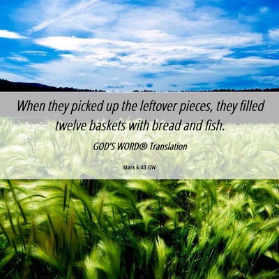 Picture 06 - Mark 6:43 GW - When they picked up the leftover pieces, they - Bible Verse Picture