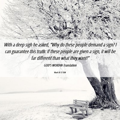 Picture 06 - Mark 8:12 GW - With a deep sigh he asked, “Why do these people - Bible Verse Picture