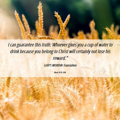 Picture 06 - Mark 9:41 GW - I can guarantee this truth: Whoever gives you a - Bible Verse Picture