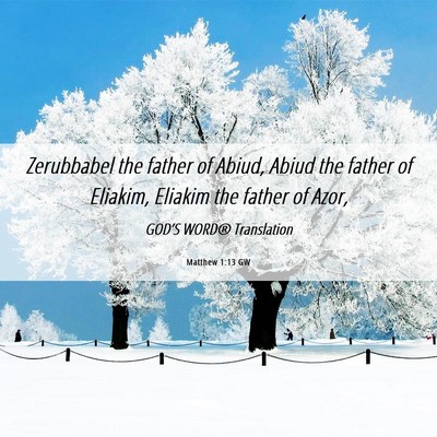 Picture 06 - Matthew 1:13 GW - Zerubbabel the father of Abiud, Abiud the father - Bible Verse Picture