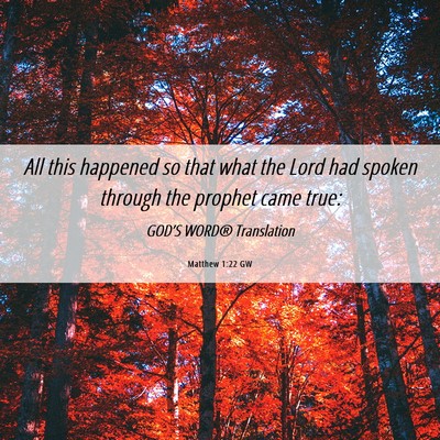 Picture 06 - Matthew 1:22 GW - All this happened so that what the Lord had - Bible Verse Picture