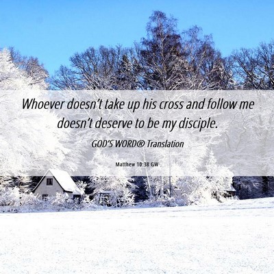 Picture 06 - Matthew 10:38 GW - Whoever doesn’t take up his cross and follow me - Bible Verse Picture