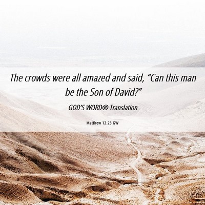 Picture 06 - Matthew 12:23 GW - The crowds were all amazed and said, “Can this - Bible Verse Picture