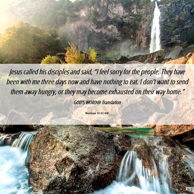 Picture 06 - Matthew 15:32 GW - Jesus called his disciples and said, “I feel - Bible Verse Picture