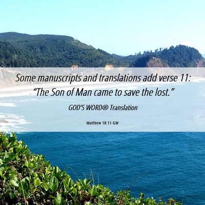 Picture 06 - Matthew 18:11 GW - Some manuscripts and translations add verse 11: - Bible Verse Picture