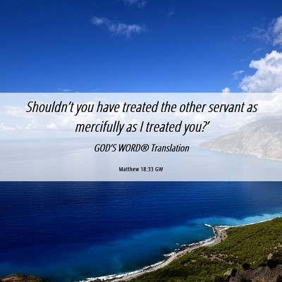 Picture 06 - Matthew 18:33 GW - Shouldn’t you have treated the other servant as - Bible Verse Picture