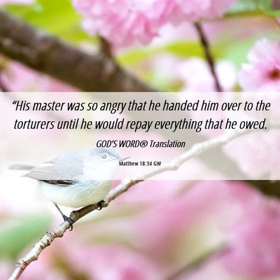 Picture 06 - Matthew 18:34 GW - “His master was so angry that he handed him - Bible Verse Picture