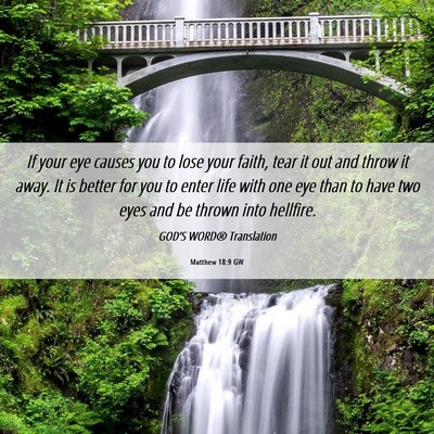 Picture 06 - Matthew 18:9 GW - If your eye causes you to lose your faith, tear - Bible Verse Picture
