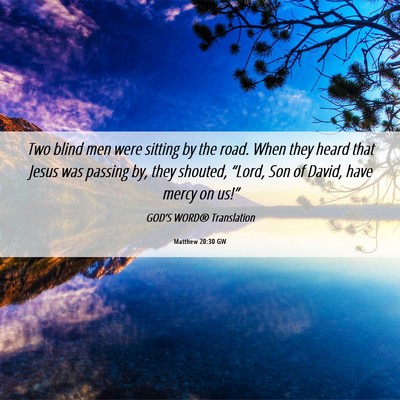 Picture 06 - Matthew 20:30 GW - Two blind men were sitting by the road. When they - Bible Verse Picture