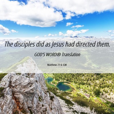 Picture 06 - Matthew 21:6 GW - The disciples did as Jesus had directed - Bible Verse Picture
