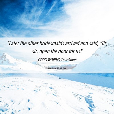 Picture 06 - Matthew 25:11 GW - “Later the other bridesmaids arrived and said, - Bible Verse Picture