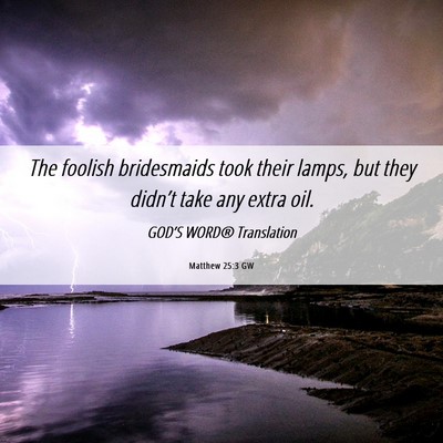 Picture 06 - Matthew 25:3 GW - The foolish bridesmaids took their lamps, but - Bible Verse Picture
