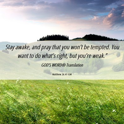 Picture 06 - Matthew 26:41 GW - Stay awake, and pray that you won’t be tempted. - Bible Verse Picture