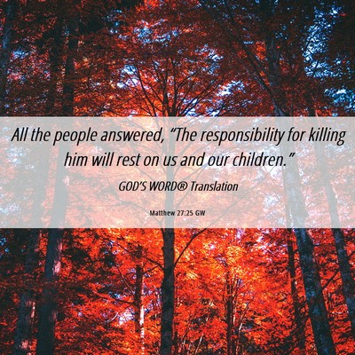 Picture 06 - Matthew 27:25 GW - All the people answered, “The responsibility - Bible Verse Picture