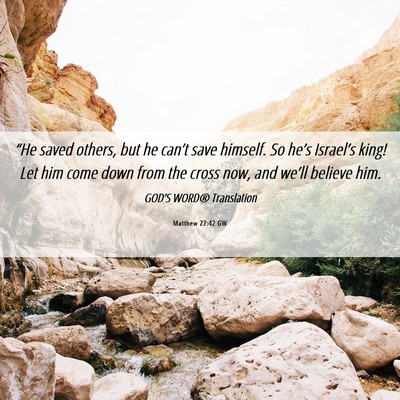 Picture 06 - Matthew 27:42 GW - “He saved others, but he can’t save himself. - Bible Verse Picture