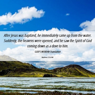 Picture 06 - Matthew 3:16 GW - After Jesus was baptized, he immediately came up - Bible Verse Picture