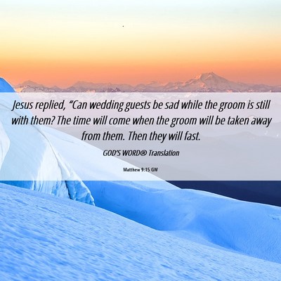 Picture 06 - Matthew 9:15 GW - Jesus replied, “Can wedding guests be sad while - Bible Verse Picture