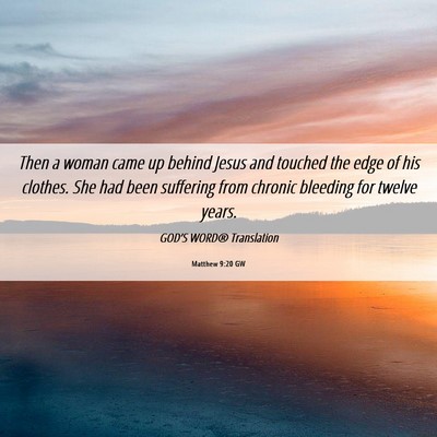 Picture 06 - Matthew 9:20 GW - Then a woman came up behind Jesus and touched the - Bible Verse Picture
