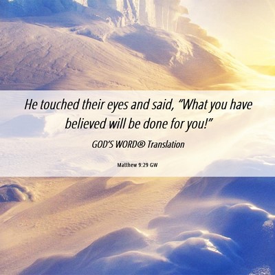 Picture 06 - Matthew 9:29 GW - He touched their eyes and said, “What you have - Bible Verse Picture