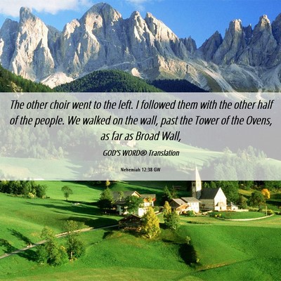 Picture 06 - Nehemiah 12:38 GW - The other choir went to the left. I followed them - Bible Verse Picture