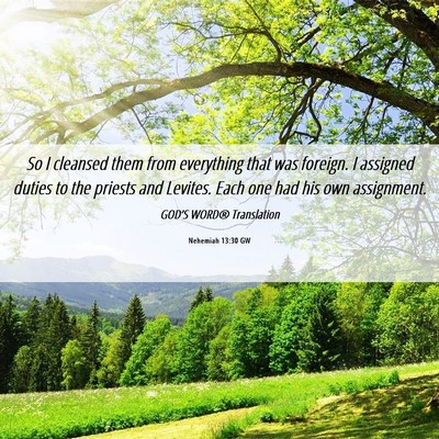 Picture 06 - Nehemiah 13:30 GW - So I cleansed them from everything that was - Bible Verse Picture