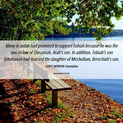 Picture 06 - Nehemiah 6:18 GW - Many in Judah had promised to support Tobiah - Bible Verse Picture