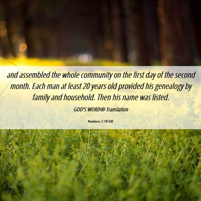 Picture 06 - Numbers 1:18 GW - and assembled the whole community on the first - Bible Verse Picture