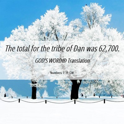 Picture 06 - Numbers 1:39 GW - The total for the tribe of Dan was - Bible Verse Picture