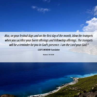 Picture 06 - Numbers 10:10 GW - Also, on your festival days and on the first day - Bible Verse Picture