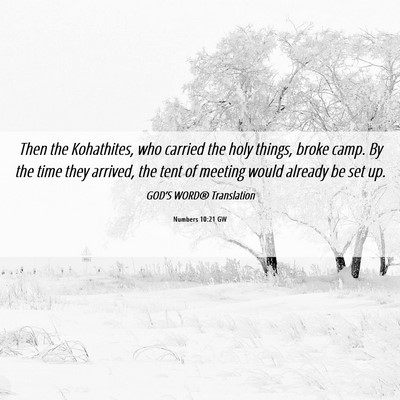 Picture 06 - Numbers 10:21 GW - Then the Kohathites, who carried the holy things, - Bible Verse Picture