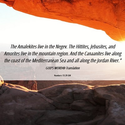 Picture 06 - Numbers 13:29 GW - The Amalekites live in the Negev. The Hittites, - Bible Verse Picture