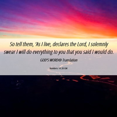 Picture 06 - Numbers 14:28 GW - So tell them, ‘As I live, declares the Lord, I - Bible Verse Picture