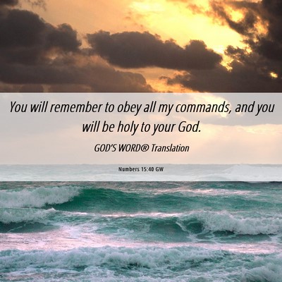 Picture 06 - Numbers 15:40 GW - You will remember to obey all my commands, and - Bible Verse Picture