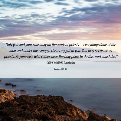 Picture 06 - Numbers 18:7 GW - Only you and your sons may do the work of - Bible Verse Picture