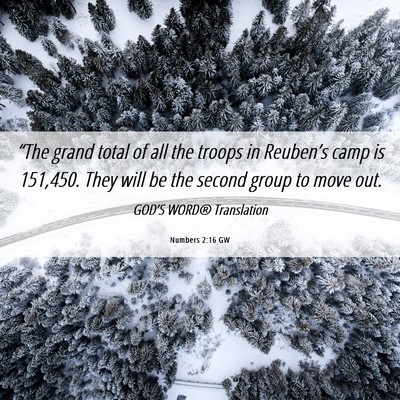 Picture 06 - Numbers 2:16 GW - “The grand total of all the troops in - Bible Verse Picture