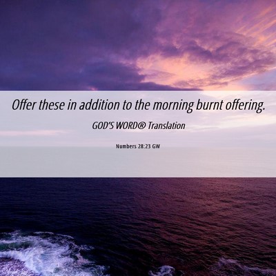 Picture 06 - Numbers 28:23 GW - Offer these in addition to the morning burnt - Bible Verse Picture