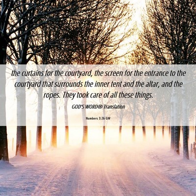 Picture 06 - Numbers 3:26 GW - the curtains for the courtyard, the screen for - Bible Verse Picture
