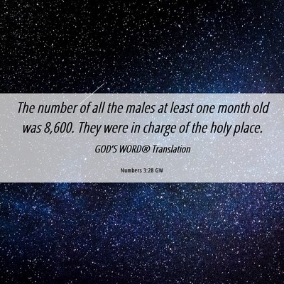 Picture 06 - Numbers 3:28 GW - The number of all the males at least one month - Bible Verse Picture