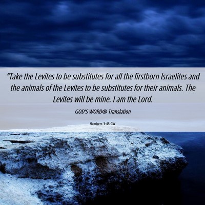 Picture 06 - Numbers 3:45 GW - “Take the Levites to be substitutes for all the - Bible Verse Picture