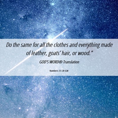 Picture 06 - Numbers 31:20 GW - Do the same for all the clothes and everything - Bible Verse Picture