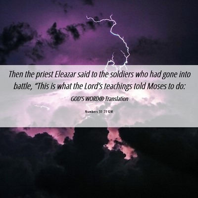 Picture 06 - Numbers 31:21 GW - Then the priest Eleazar said to the soldiers who - Bible Verse Picture