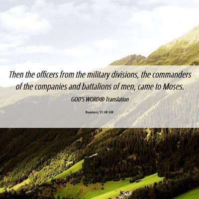 Picture 06 - Numbers 31:48 GW - Then the officers from the military divisions, - Bible Verse Picture