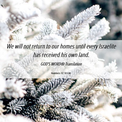 Picture 06 - Numbers 32:18 GW - We will not return to our homes until every - Bible Verse Picture