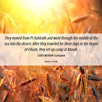 Picture 06 - Numbers 33:8 GW - They moved from Pi Hahiroth and went through the - Bible Verse Picture
