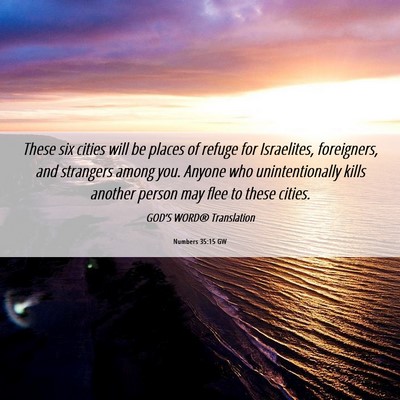 Picture 06 - Numbers 35:15 GW - These six cities will be places of refuge for - Bible Verse Picture