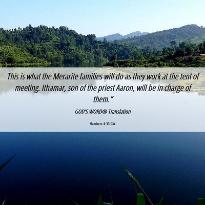 Picture 06 - Numbers 4:33 GW - This is what the Merarite families will do as - Bible Verse Picture