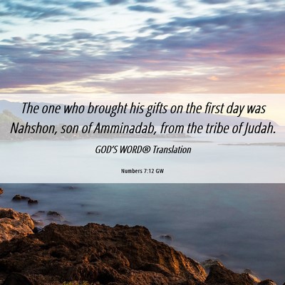 Picture 06 - Numbers 7:12 GW - The one who brought his gifts on the first day - Bible Verse Picture